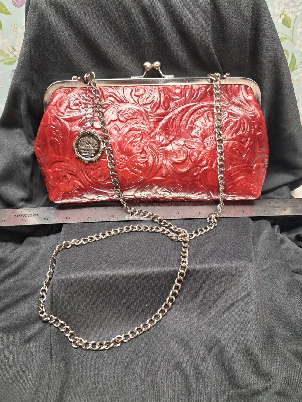 Patricia Nash Berry Embossed Leather Clutch